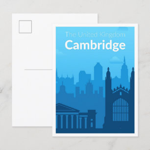 Postal Cambridge England Reino Unido Ilustracion de Viaje