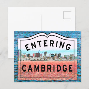 Postal Cambridge Massachusetts ingresando al Rótulo