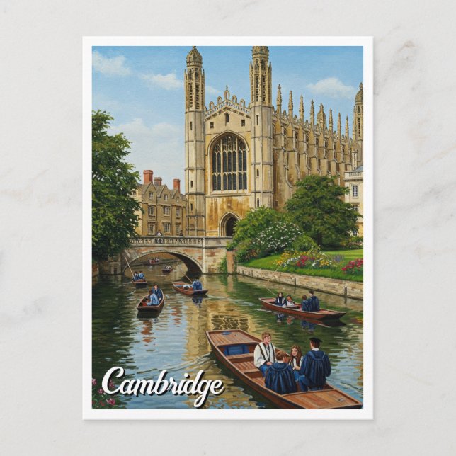 Postal Cambridge University England Travel Punting (Anverso)