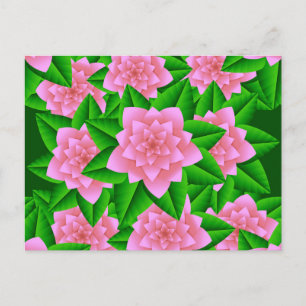 Postal Camelias Rosa Hielo y Hojas Verdes