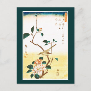 Postal Camellia y Bush Warbler Hiroshige Bella Artes