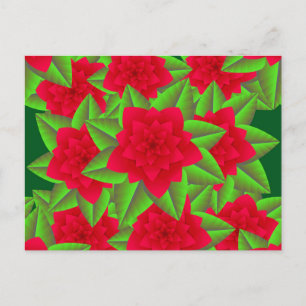 Postal Camellias rojas oscuras y hojas verdes