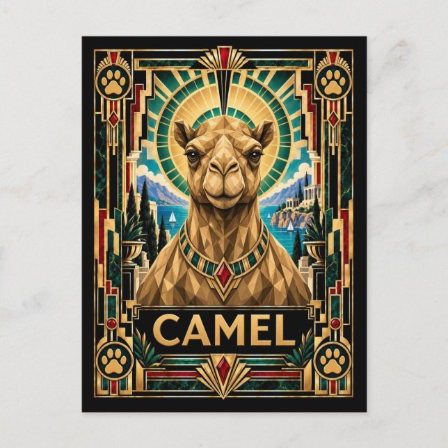 Postal Camello, Arte Deco Fauna (Anverso)