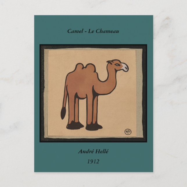 Postal Camello - Colorido Ilustracion de libros anticuari (Anverso)