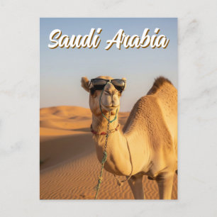 Postal Camello con gafas de sol Arabia Saudita Viaje
