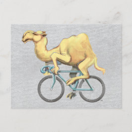 Postal Camello en bicicleta