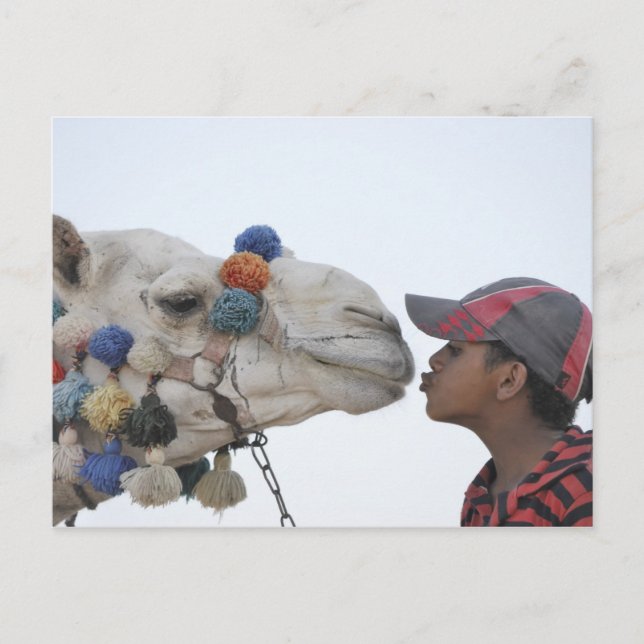 Postal Camello y niño (Anverso)