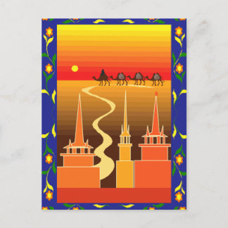 Postal Camellos más allá de la ciudad