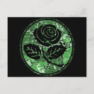 Postal Cameo de silueta Rosa con problemas - verde