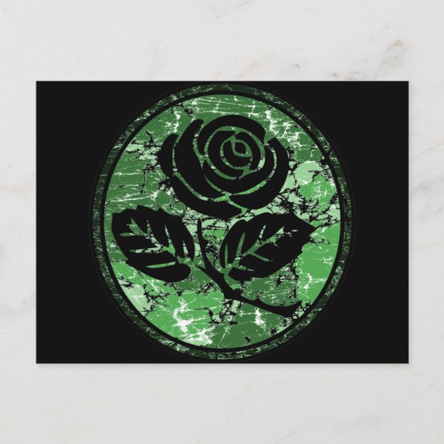 Postal Cameo de silueta Rosa con problemas - verde (Anverso)