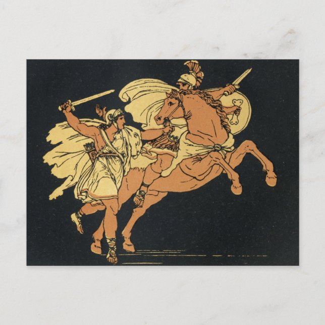 Postal Camila y Aunus, escena de Aeneid en Virgilia. (Anverso)