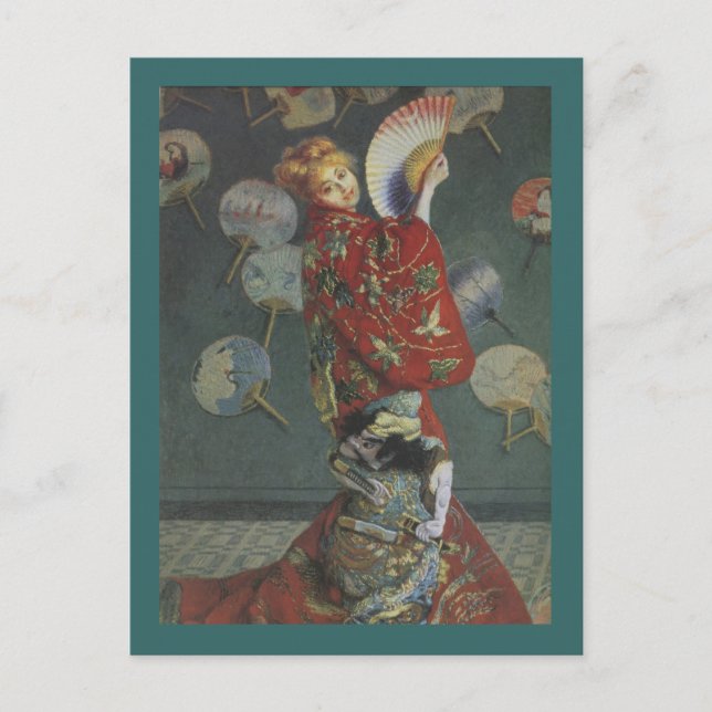 Postal Camille con Kimono y Fan Japoneses (Anverso)