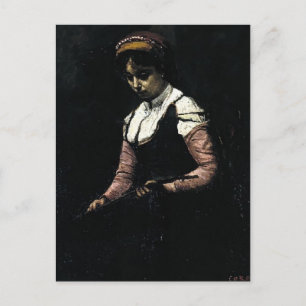 Postal Camille Corot-Chica con Mandolin