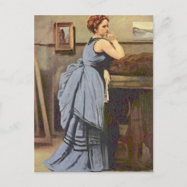 Postal Camille Corot - La mujer en azul (Anverso)