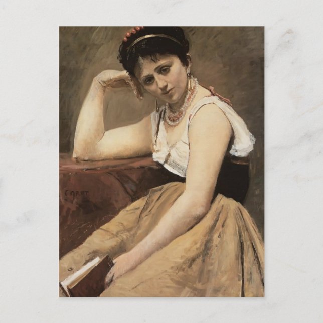 Postal Camille Corot - Lectura interrumpida (Anverso)