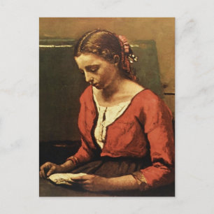 Postal Camille Corot- Muchacha leyendo