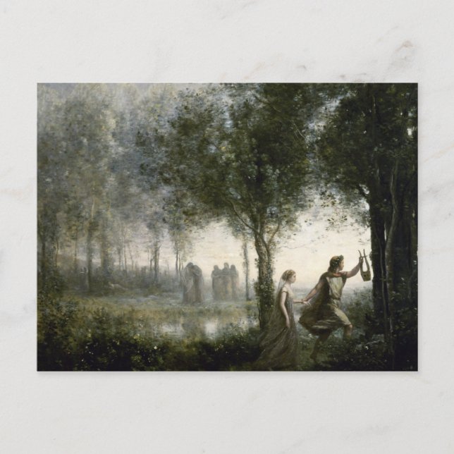 Postal Camille Corot - Orpheus Leading Eurydice (Anverso)