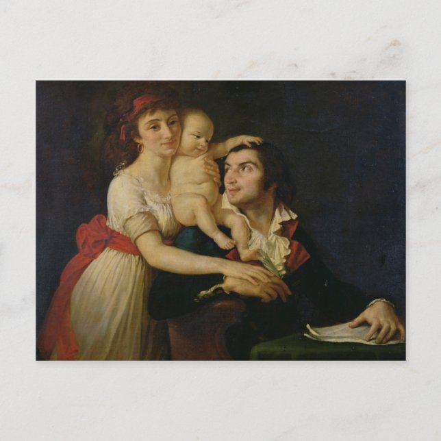 Postal Camille Desmoulins su esposa Lucile y sus (Anverso)
