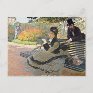 Postal Camille Monet en un banco  Claude Monet  
