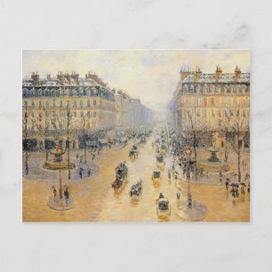 Postal Camille Pissarro- Avenue de l'Opera, efecto Nieve