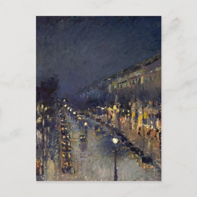 Postal Camille Pissarro Boulevard Montmartre de noche (Anverso)