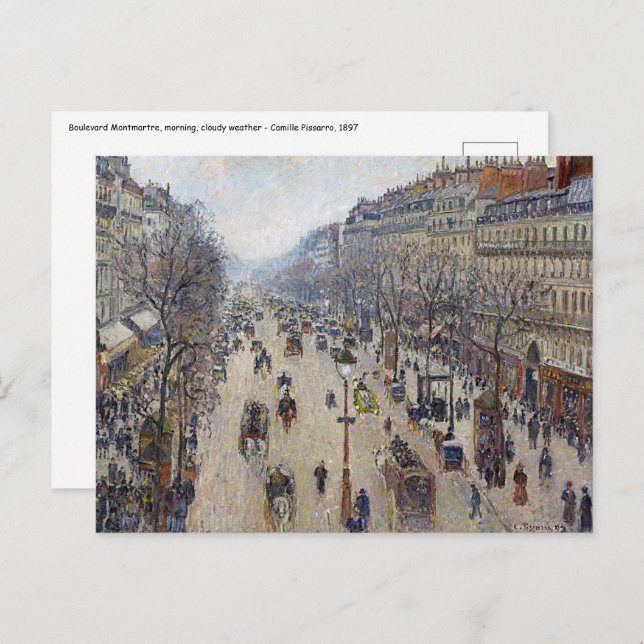 Postal Camille Pissarro - Boulevard Montmartre, mañana (Anverso / Reverso)