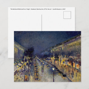 Postal Camille Pissarro - Bulevar Montmartre de noche