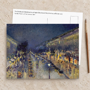 Postal Camille Pissarro - Bulevar Montmartre de noche