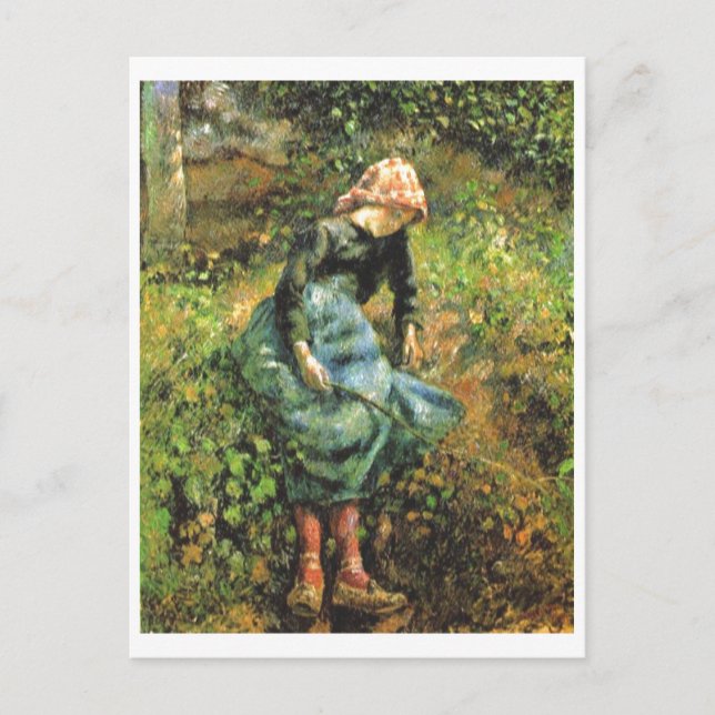 Postal Camille Pissarro - Chica campesina w. Aceite Stick (Anverso)