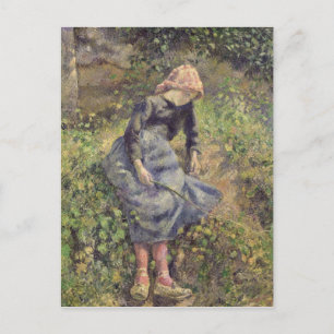 Postal Camille Pissarro   Chica con palo, 1881