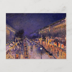 Postal Camille Pissarro El Boulevard Montmartre De Noche