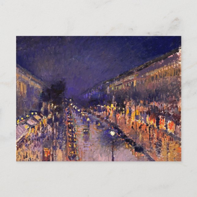 Postal Camille Pissarro El Boulevard Montmartre De Noche (Anverso)