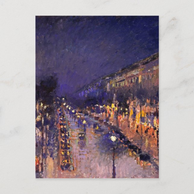 Postal Camille Pissarro El Boulevard Montmartre De Noche (Anverso)