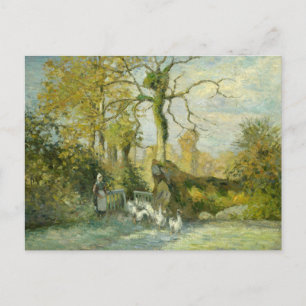 Postal Camille Pissarro - El Chica de oca en Montfoucault