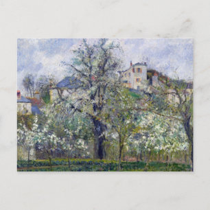 Postal Camille Pissarro el el huerto con los árboles