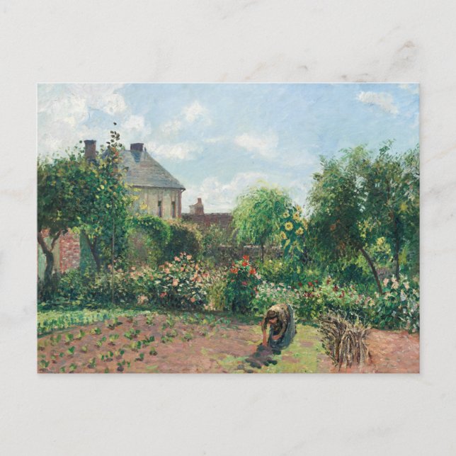 Postal Camille Pissarro El jardín del artista en Eragny (Anverso)