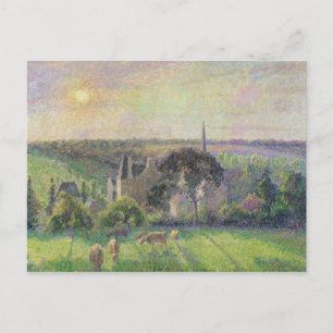 Postal Camille Pissarro el   la iglesia y la granja de