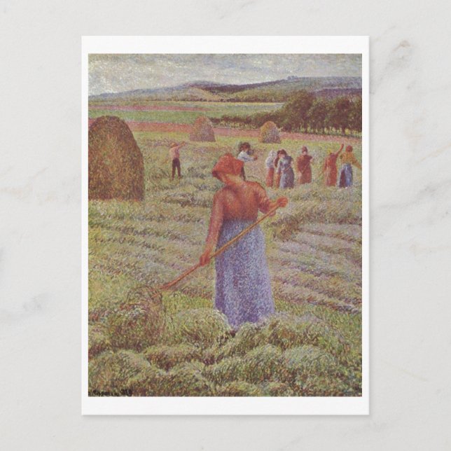 Postal Camille Pissarro - Hay en Eragny Farmer 1889 Oil (Anverso)