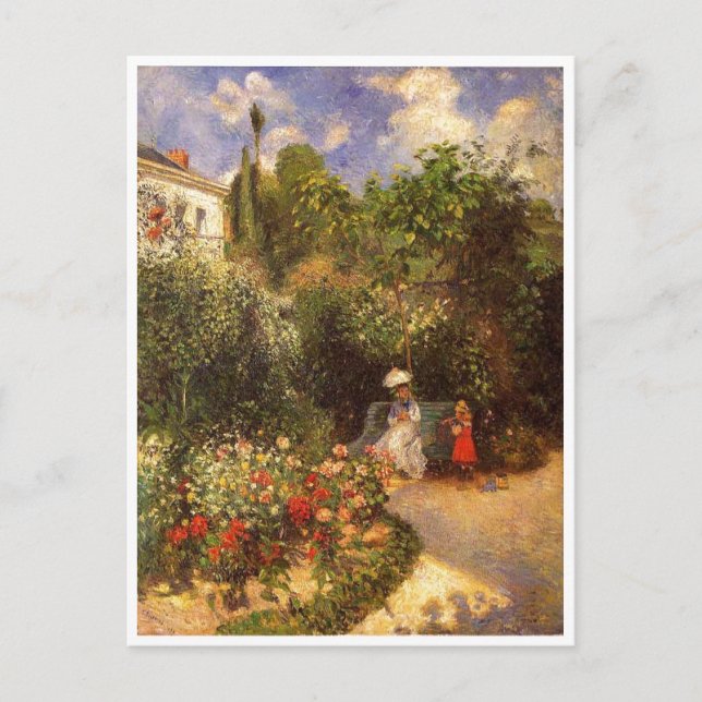 Postal Camille Pissarro - Jardín 1877 Árbol de sombra (Anverso)