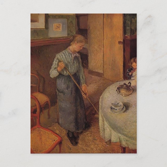 Postal Camille Pissarro - La doncella del pequeño campo (Anverso)