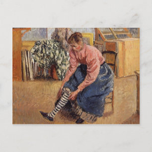 Postal Camille Pissarro - Mujer posando en sus estacas