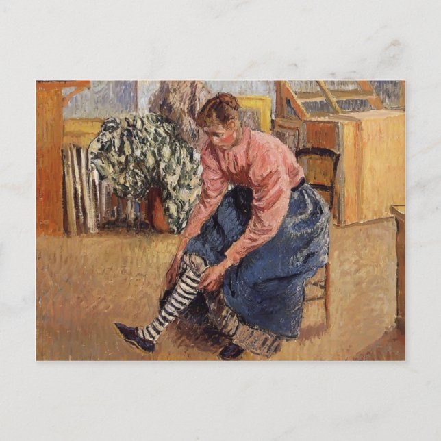 Postal Camille Pissarro - Mujer posando en sus estacas (Anverso)