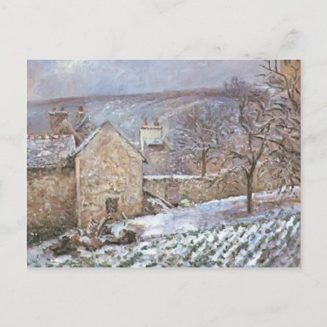 Postal Camille Pissarro - Nieve en la ermita, Pontoise (Anverso)