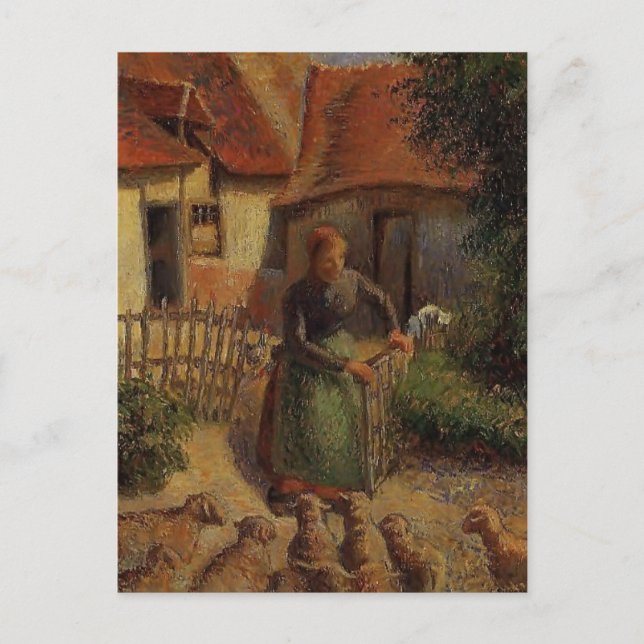 Postal Camille Pissarro- Pastora de ovejas (Anverso)