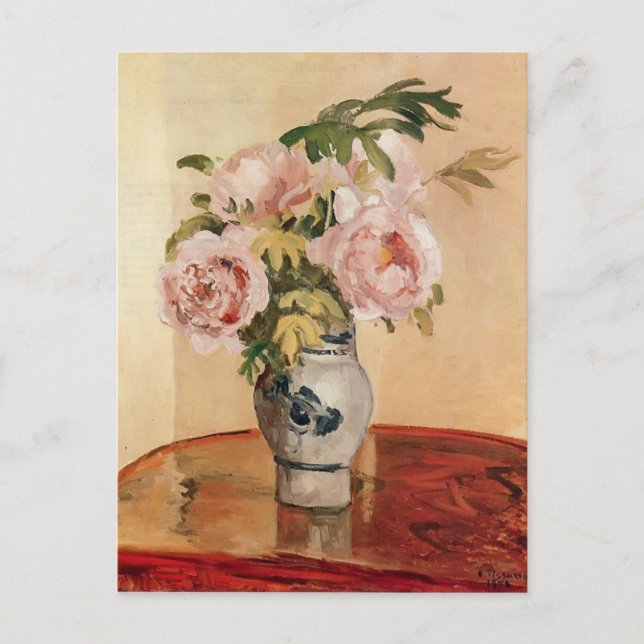 Postal Camille Pissarro-Peonies rosados (Anverso)