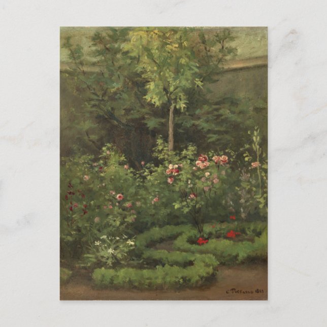 Postal Camille Pissarro | Un Jardín Rosa (Anverso)