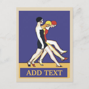 Postal Caminando por la costa de Jersey, estilo vintage. 