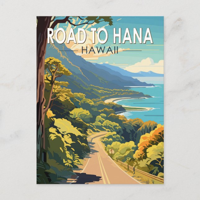 Postal Camino a Hana Maui Hawaii Viaje de arte (Anverso)