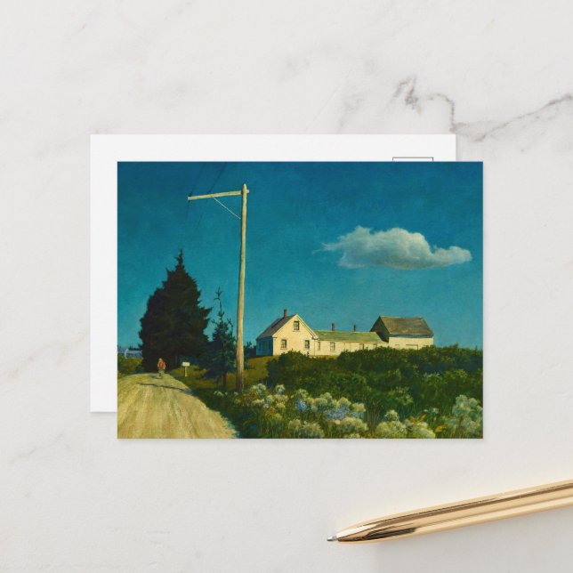 Postal Camino a la Casa Jones de Newell Convers Wyeth (Anverso/Reverso In Situ)