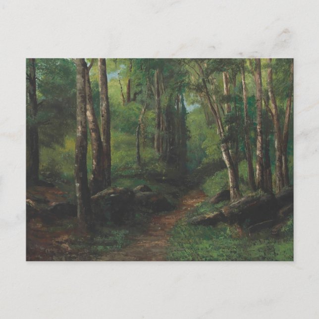 Postal Camino a través del bosque por Gustave Courbet (Anverso)